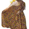 A multicolor Ankara print flare gown. One size fits most with a clutch matching bag.
